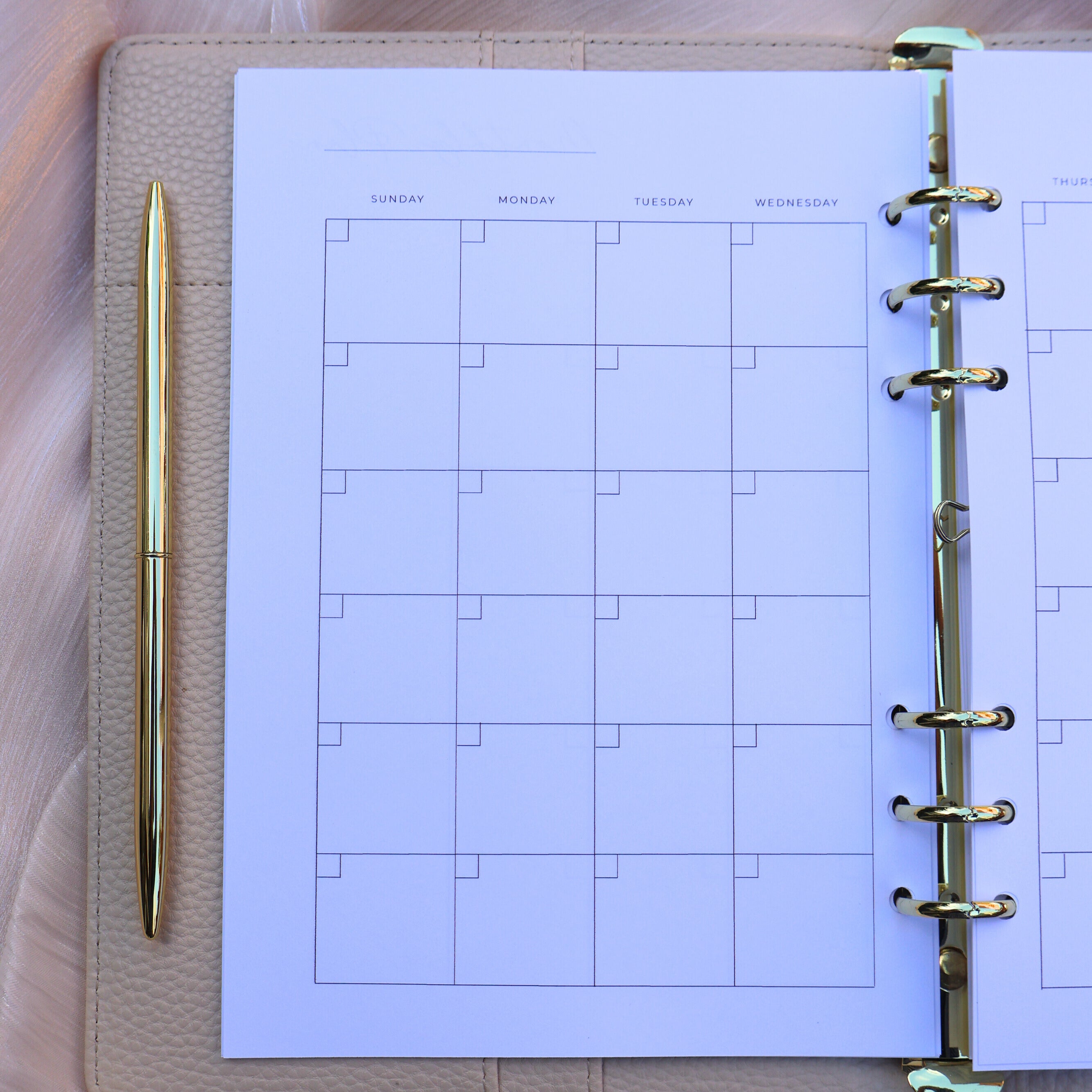 12-Month Undated Monthly Calendar Planner Insert