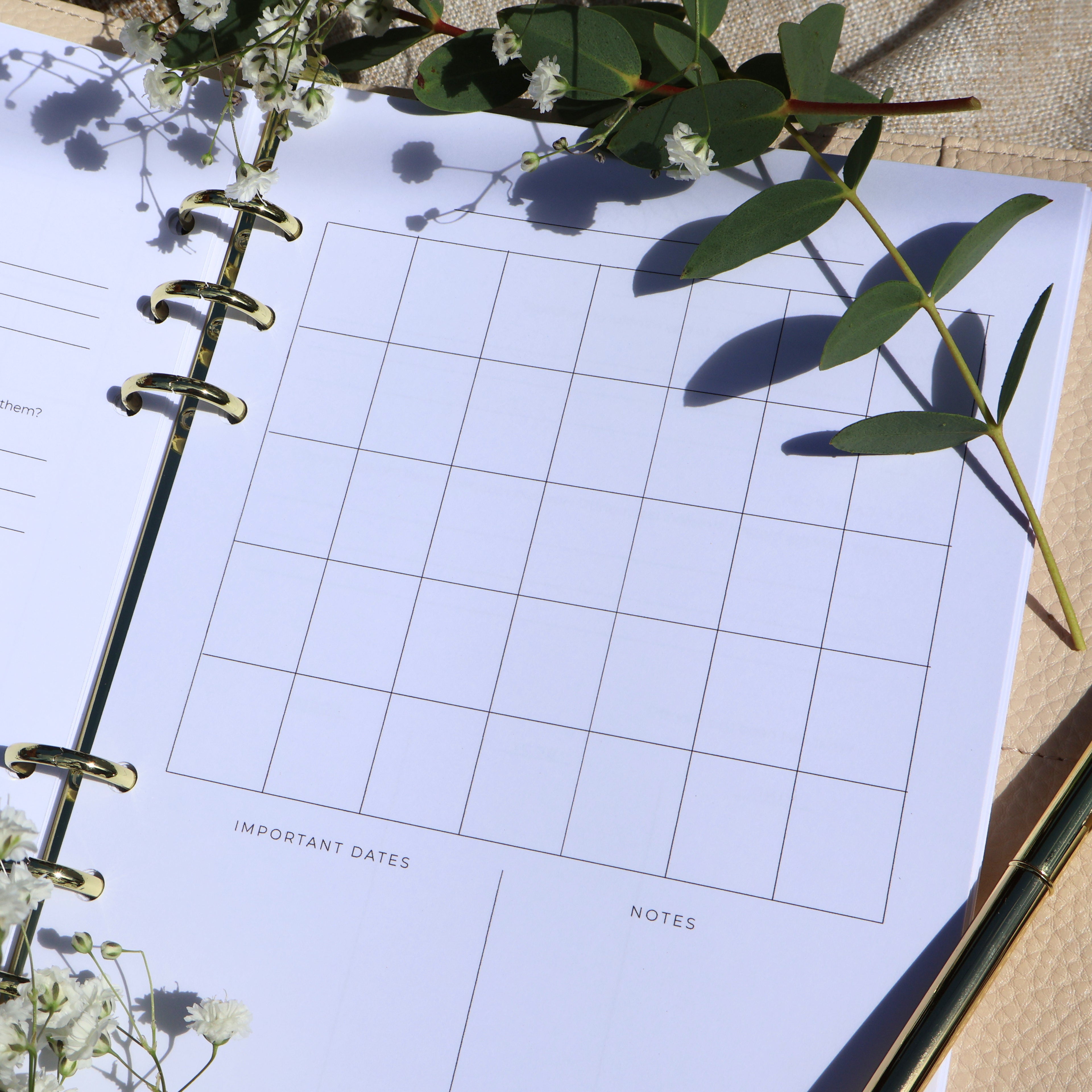 Undated Monthly Self-Care Planner Inserts – Minimal Layout, 12-Month Set