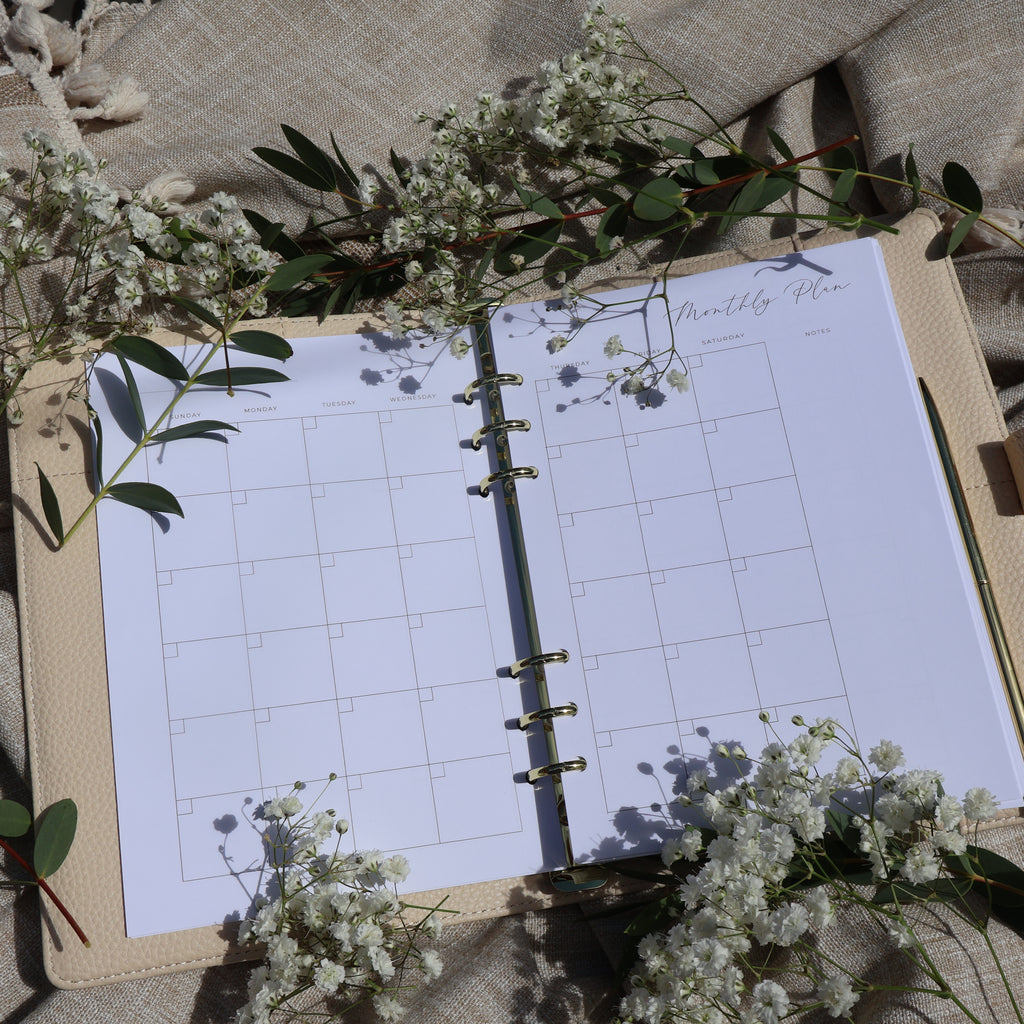 12-Month Undated Monthly Calendar Planner Insert