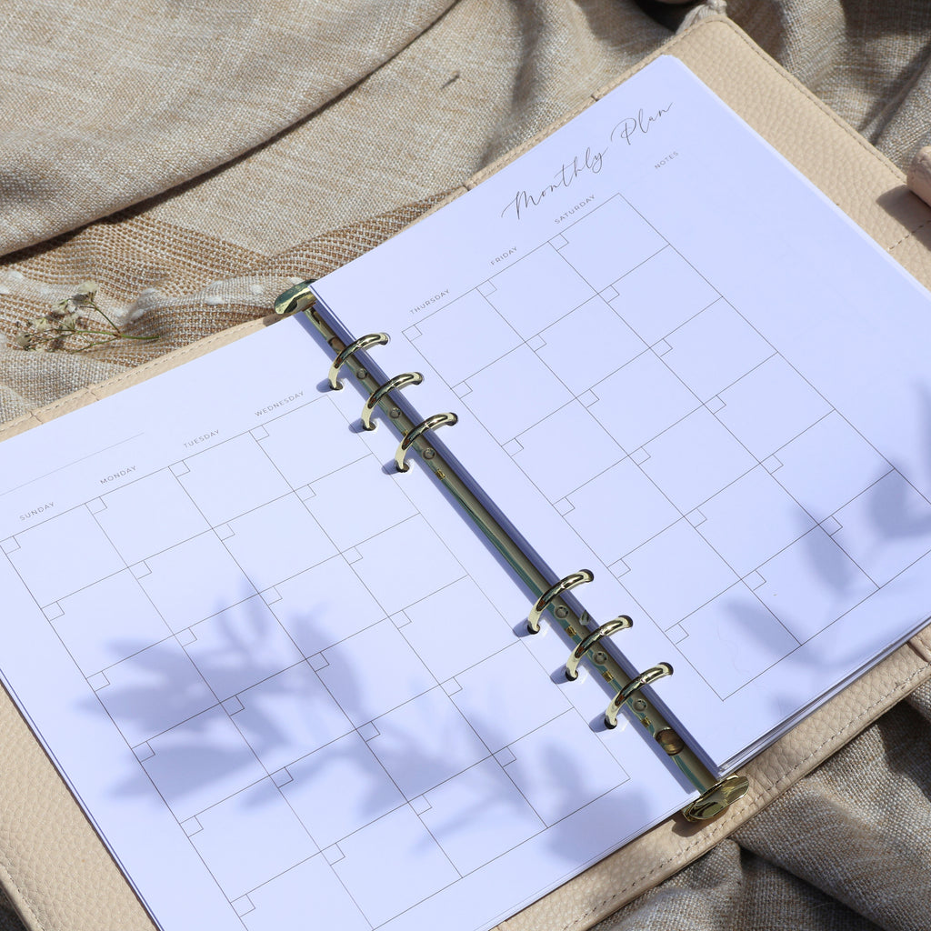 12-Month Undated Monthly Calendar Planner Insert