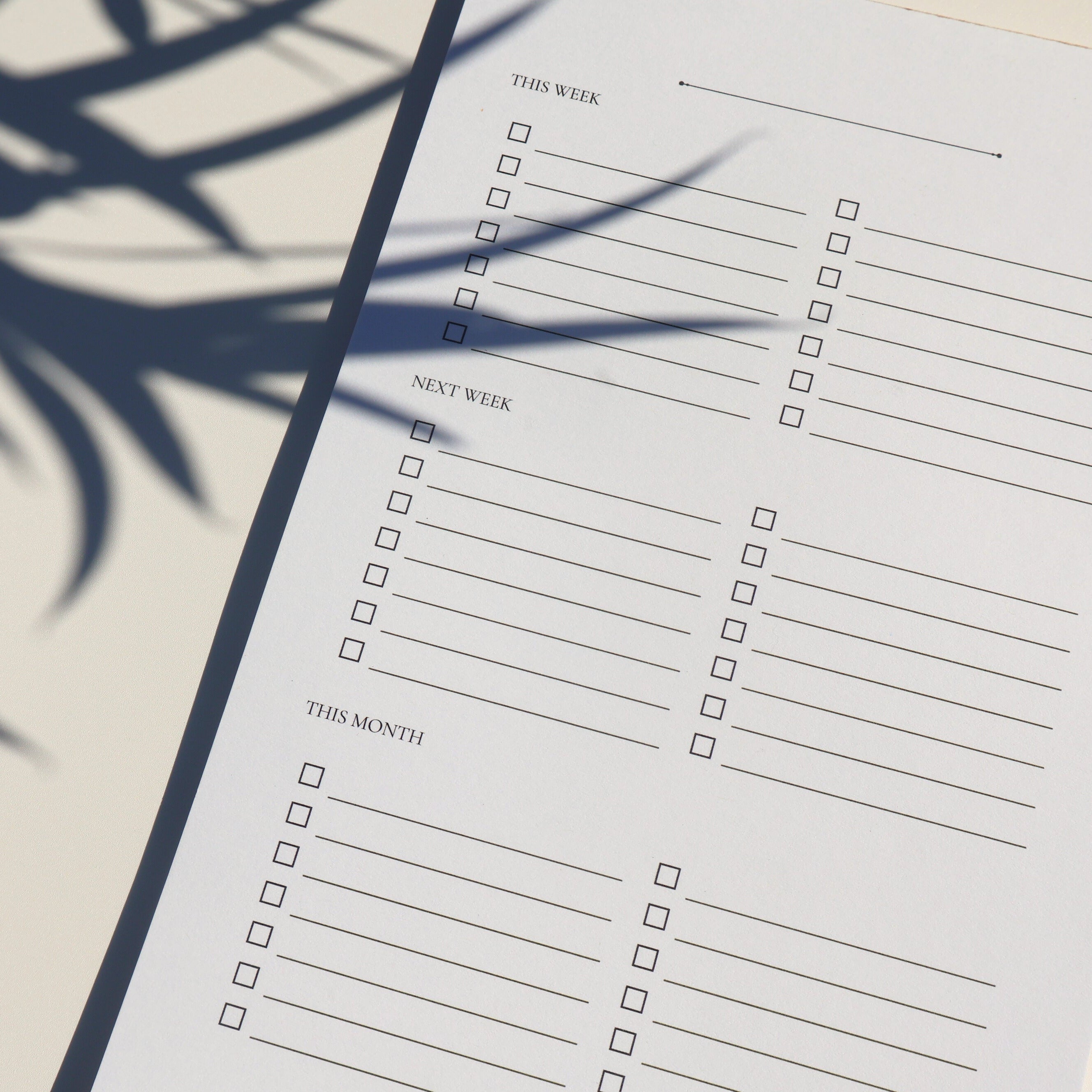 notepad for weekly, month and daily to do list. 