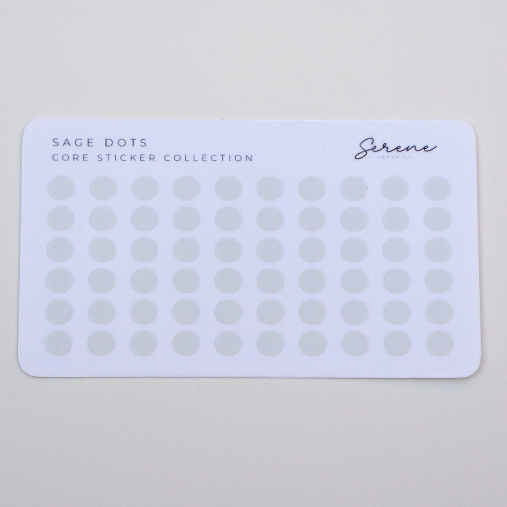 Card with Sage Dots stickers on a beige background