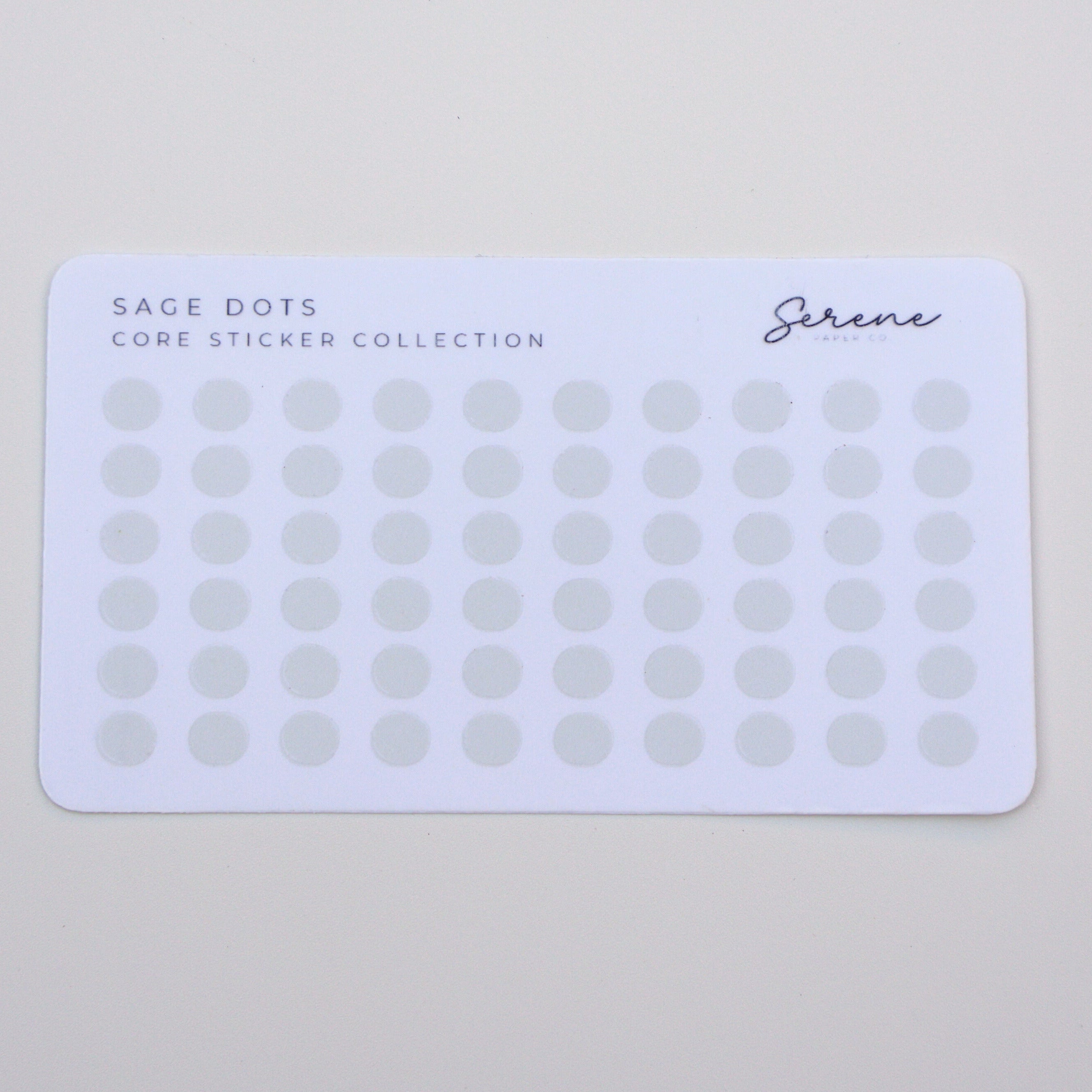 Card with Sage Dots stickers on a beige background